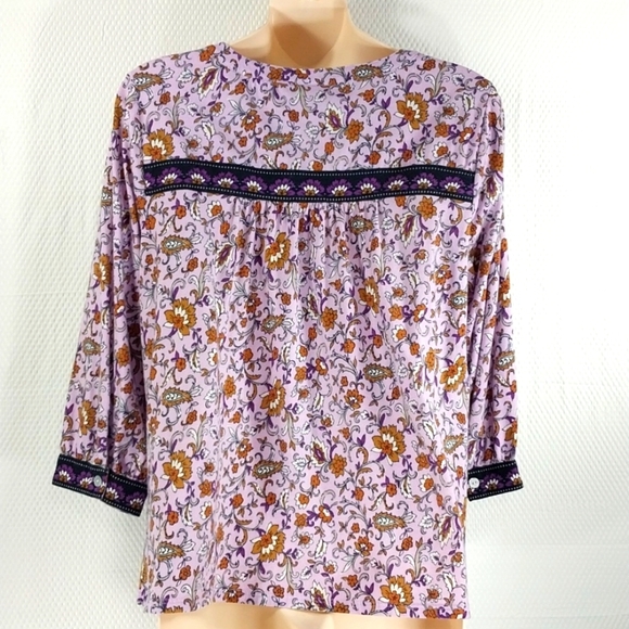 🔵BOGO FREE🔵 J. Jill Soft Pink Floral Button Down Top Sz SP - Picture 4 of 5